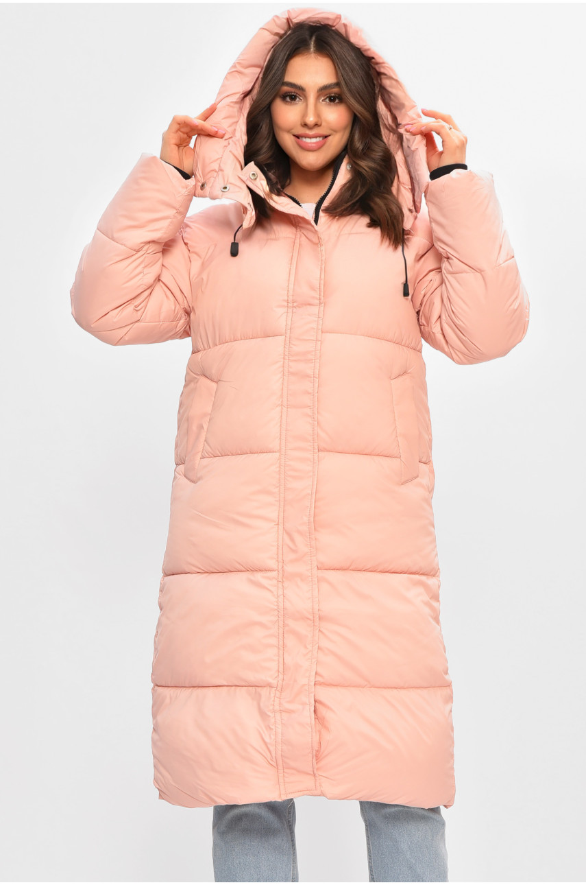 Куртка жіноча подовжена зима світло-рожевого кольору 667/106 207008