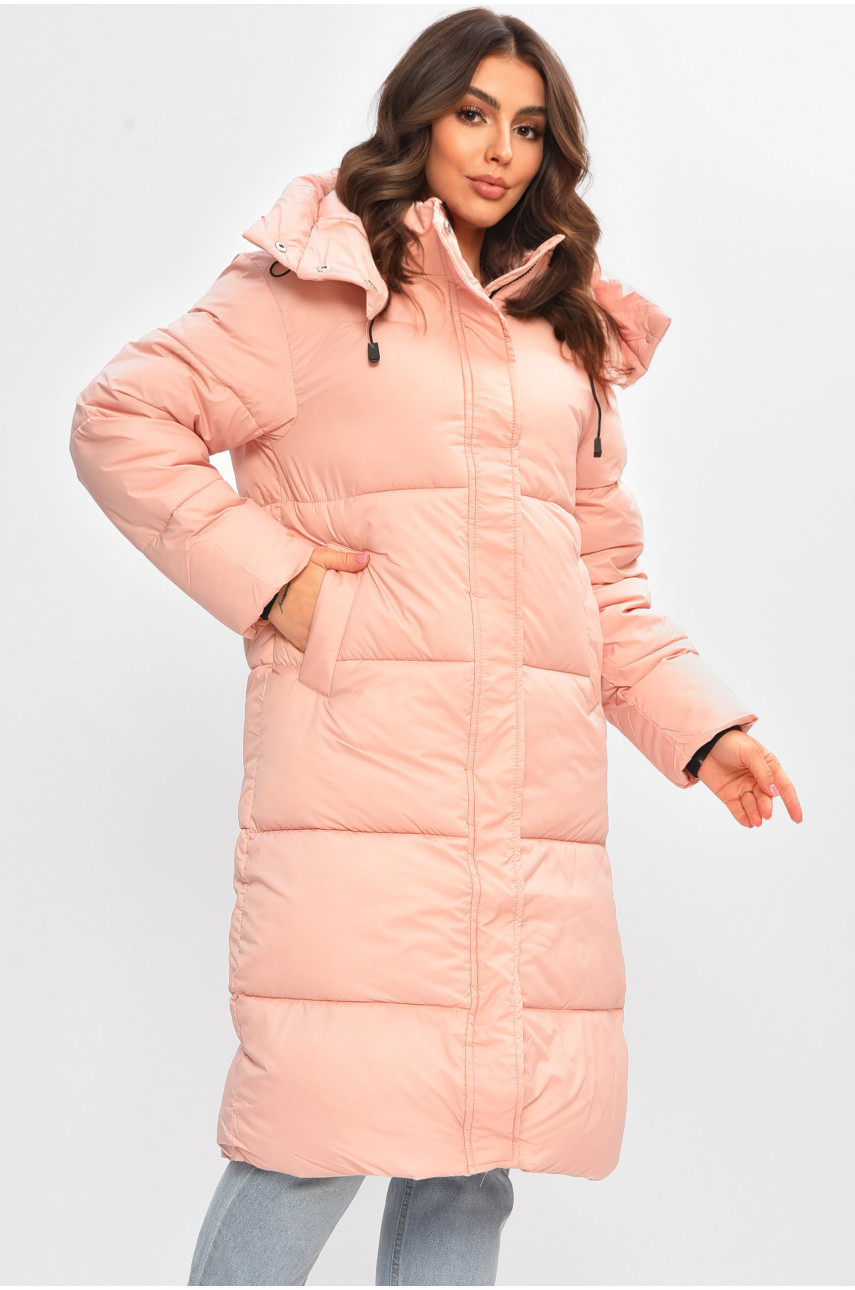 Куртка жіноча подовжена зима світло-рожевого кольору 667/106 207008