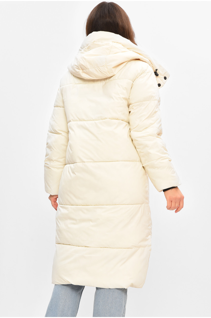 Куртка жіноча подовжена зима молочного кольору 667/106 207009