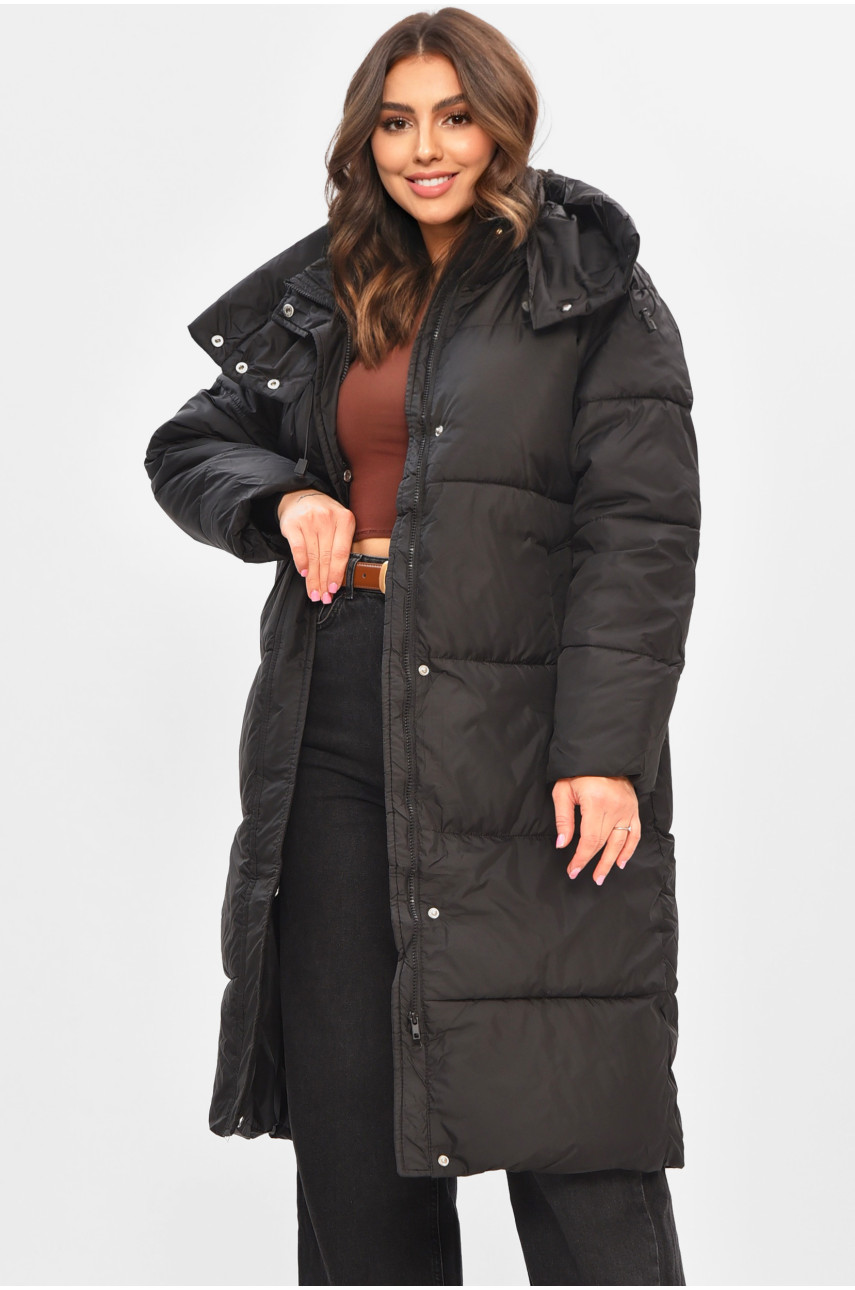 Куртка жіноча подовжена зима чорного кольору 667/106 207010