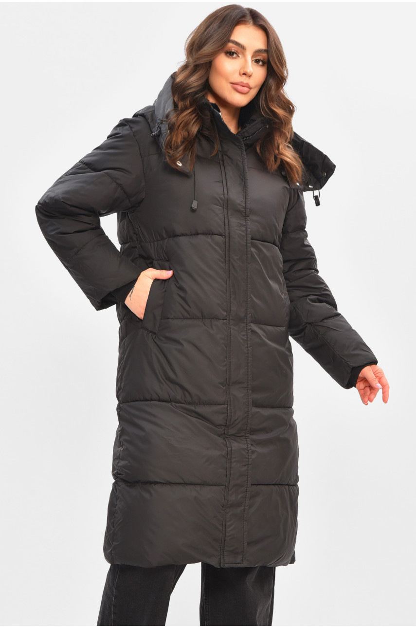 Куртка жіноча подовжена зима чорного кольору 667/106 207010