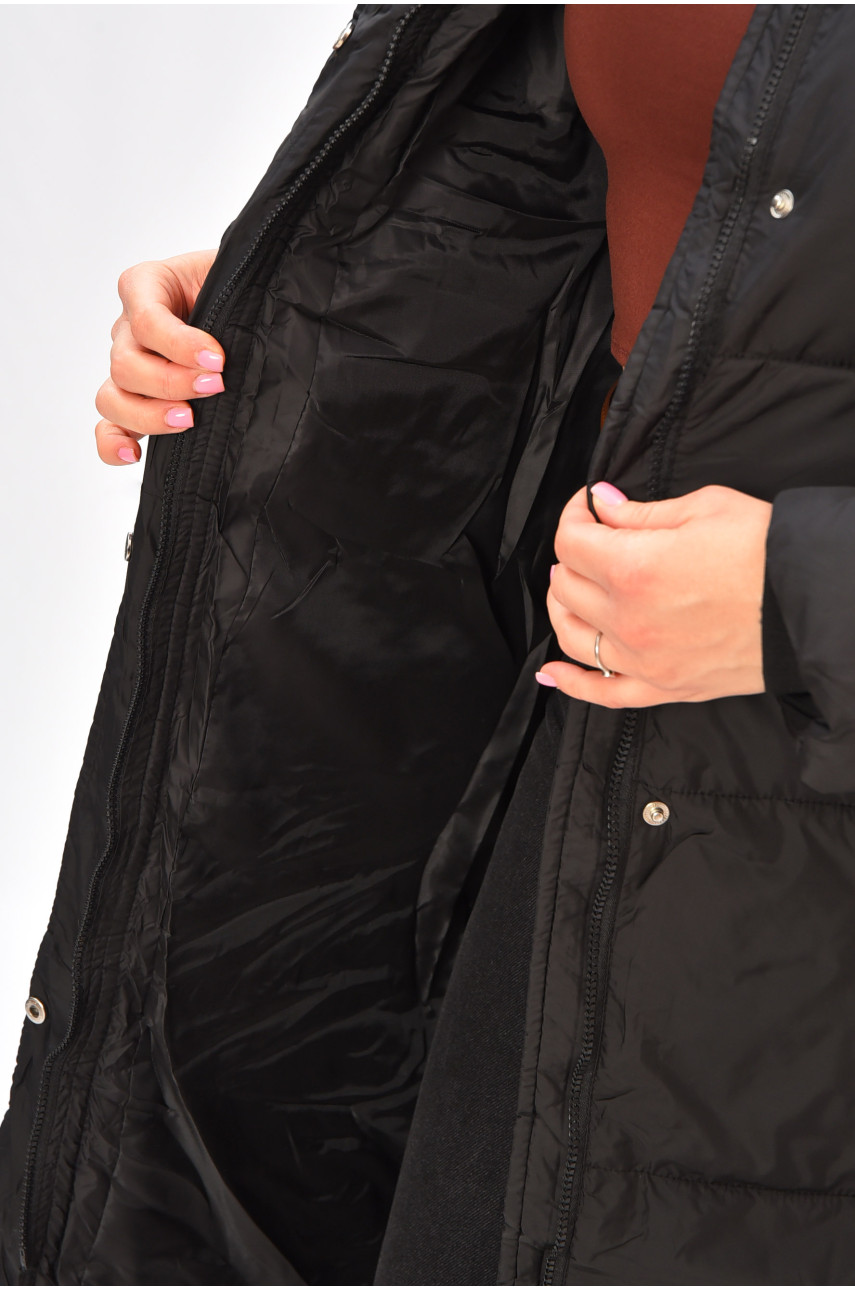 Куртка жіноча подовжена зима чорного кольору 667/106 207010