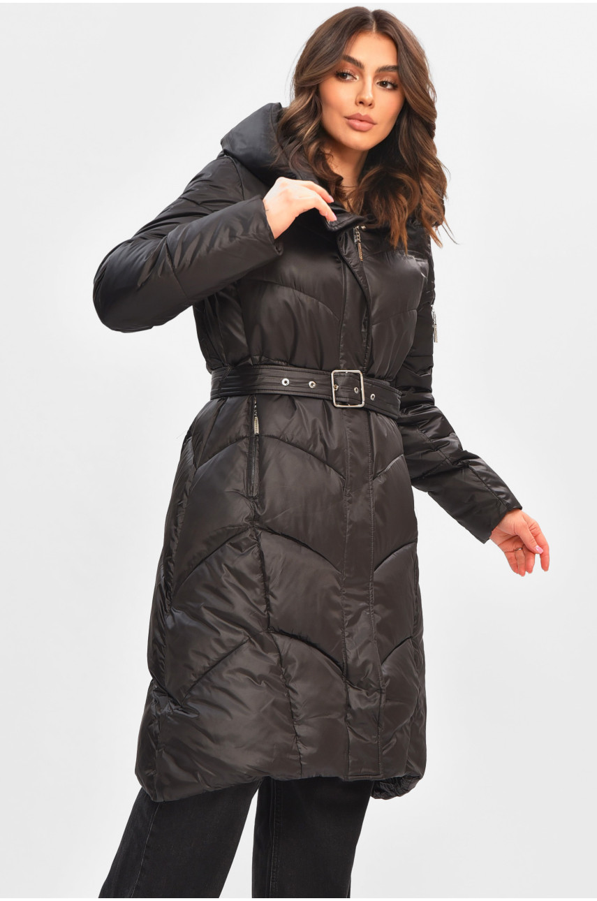 Куртка жіноча подовжена зима чорного кольору 5612 207012