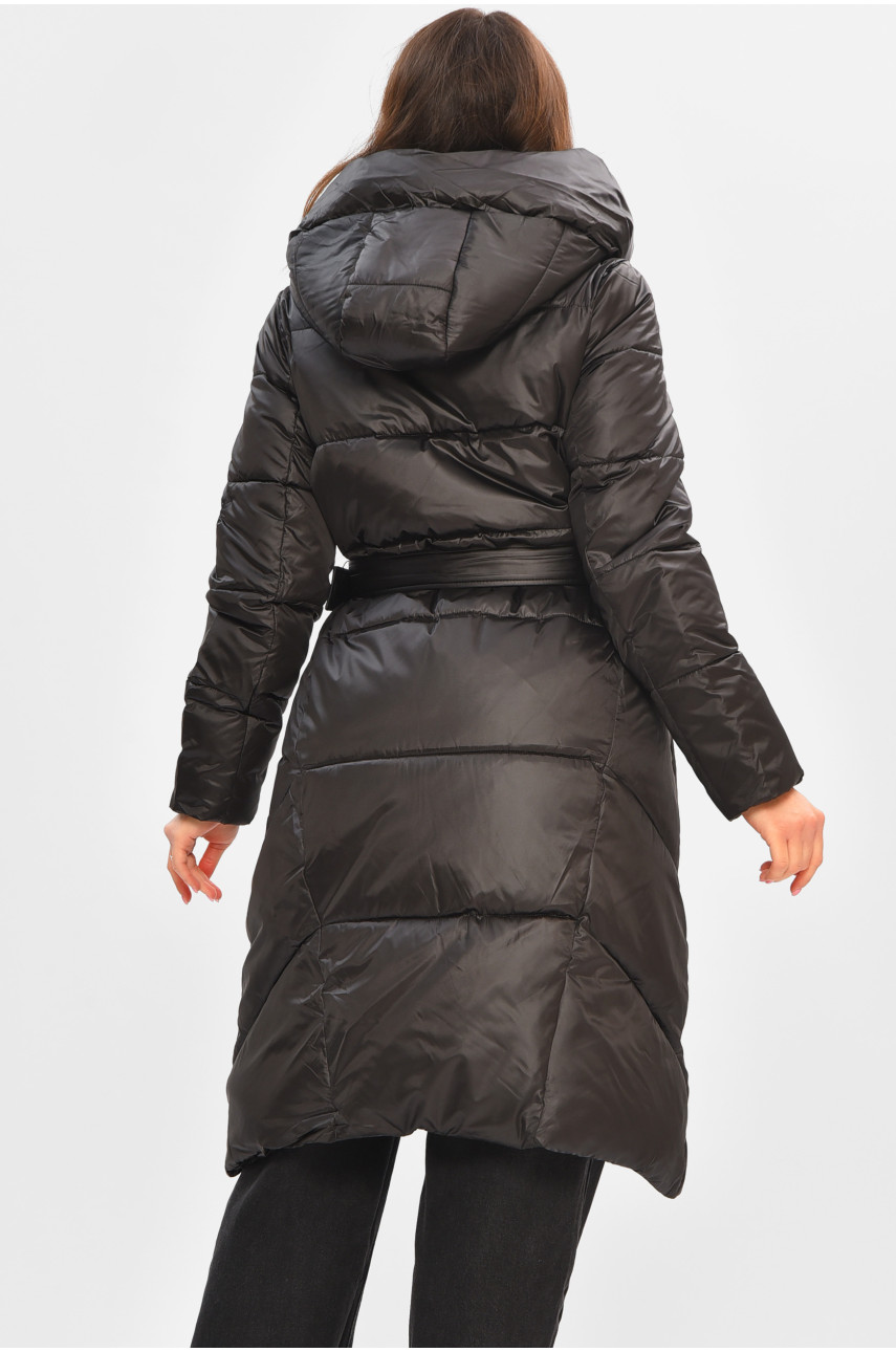 Куртка жіноча подовжена зима чорного кольору 5612 207012