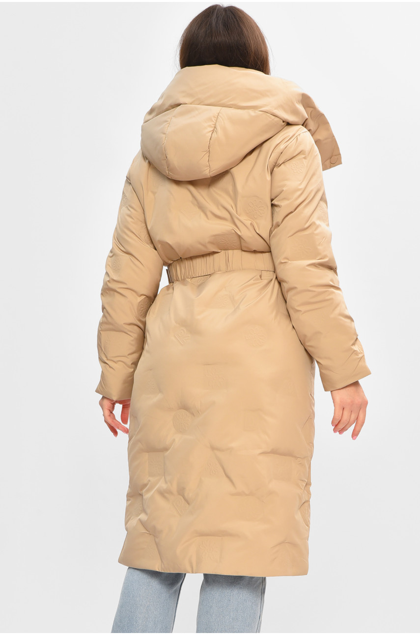 Куртка жіноча подовжена зима бежевого кольору 5609 207014