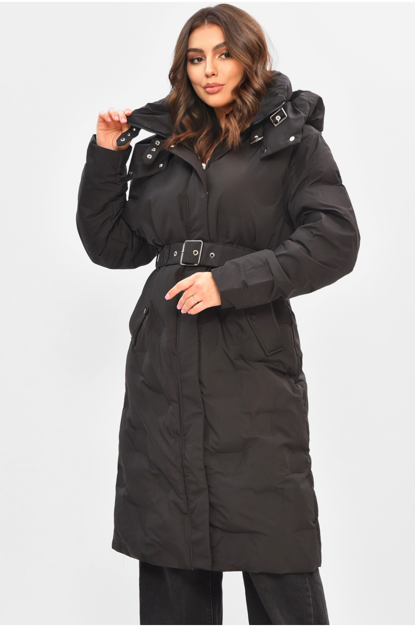 Куртка жіноча подовжена зима чорного кольору 5609 207019