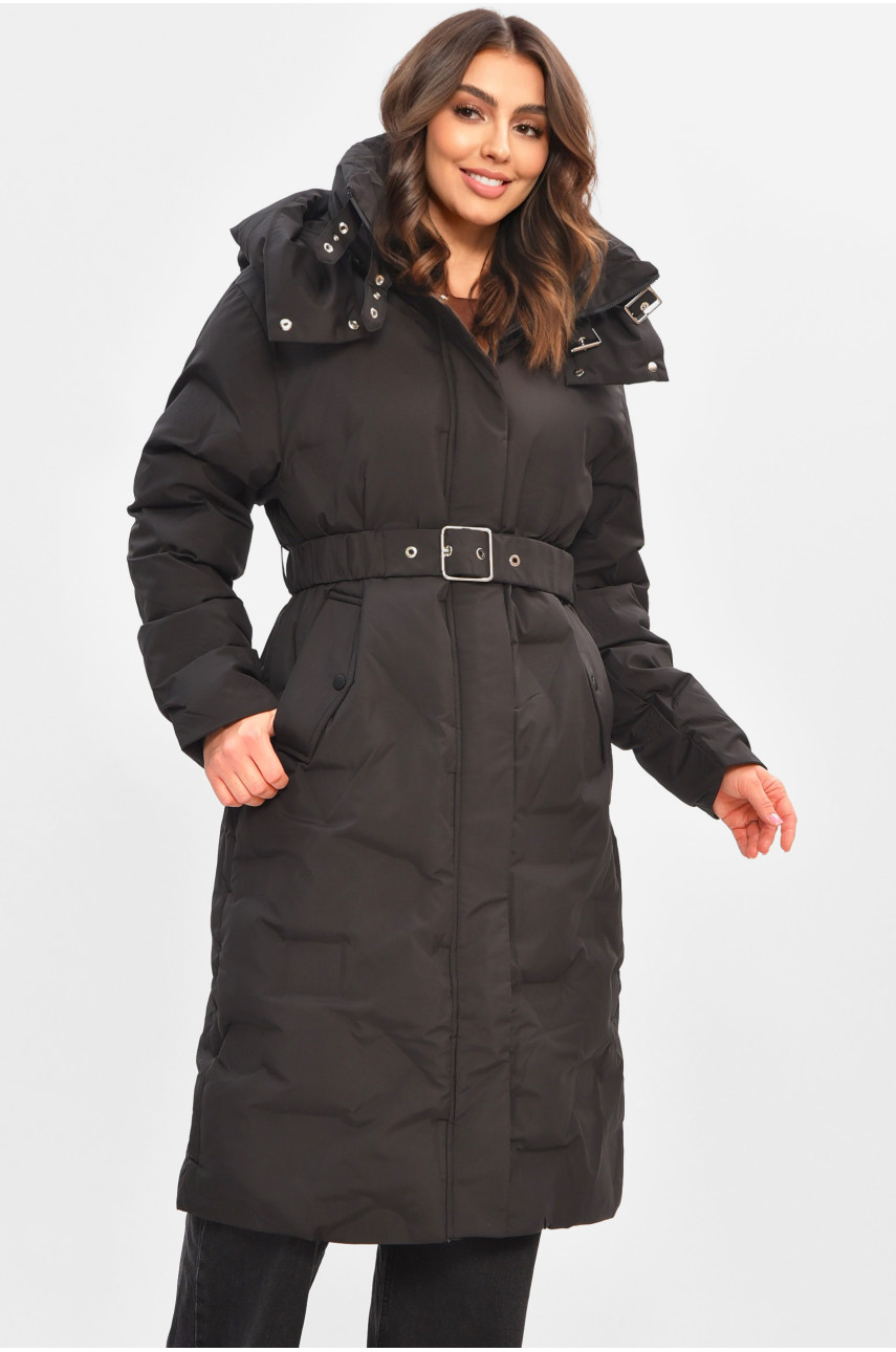 Куртка жіноча подовжена зима чорного кольору 5609 207019