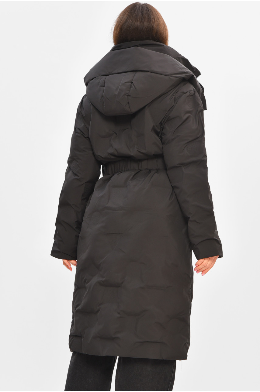 Куртка жіноча подовжена зима чорного кольору 5609 207019