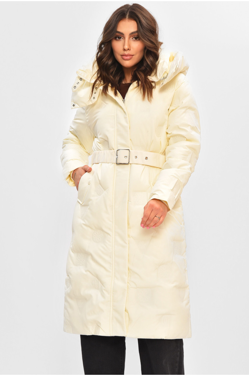 Куртка жіноча подовжена зима молочного кольору 5609 207020