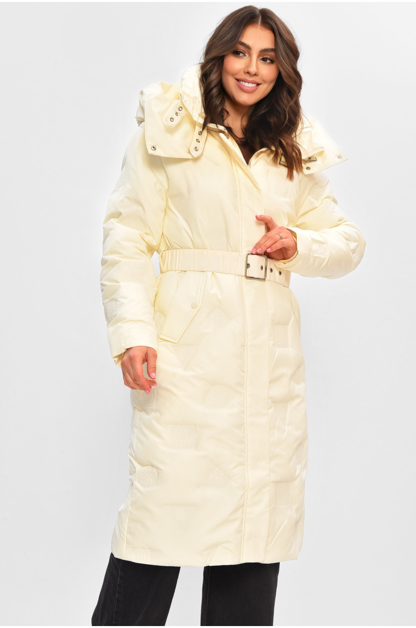 Куртка жіноча подовжена зима молочного кольору 5609 207020
