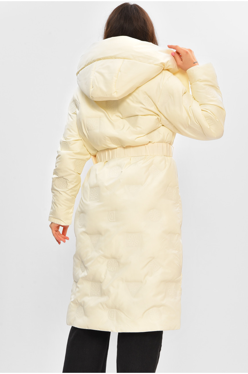 Куртка жіноча подовжена зима молочного кольору 5609 207020