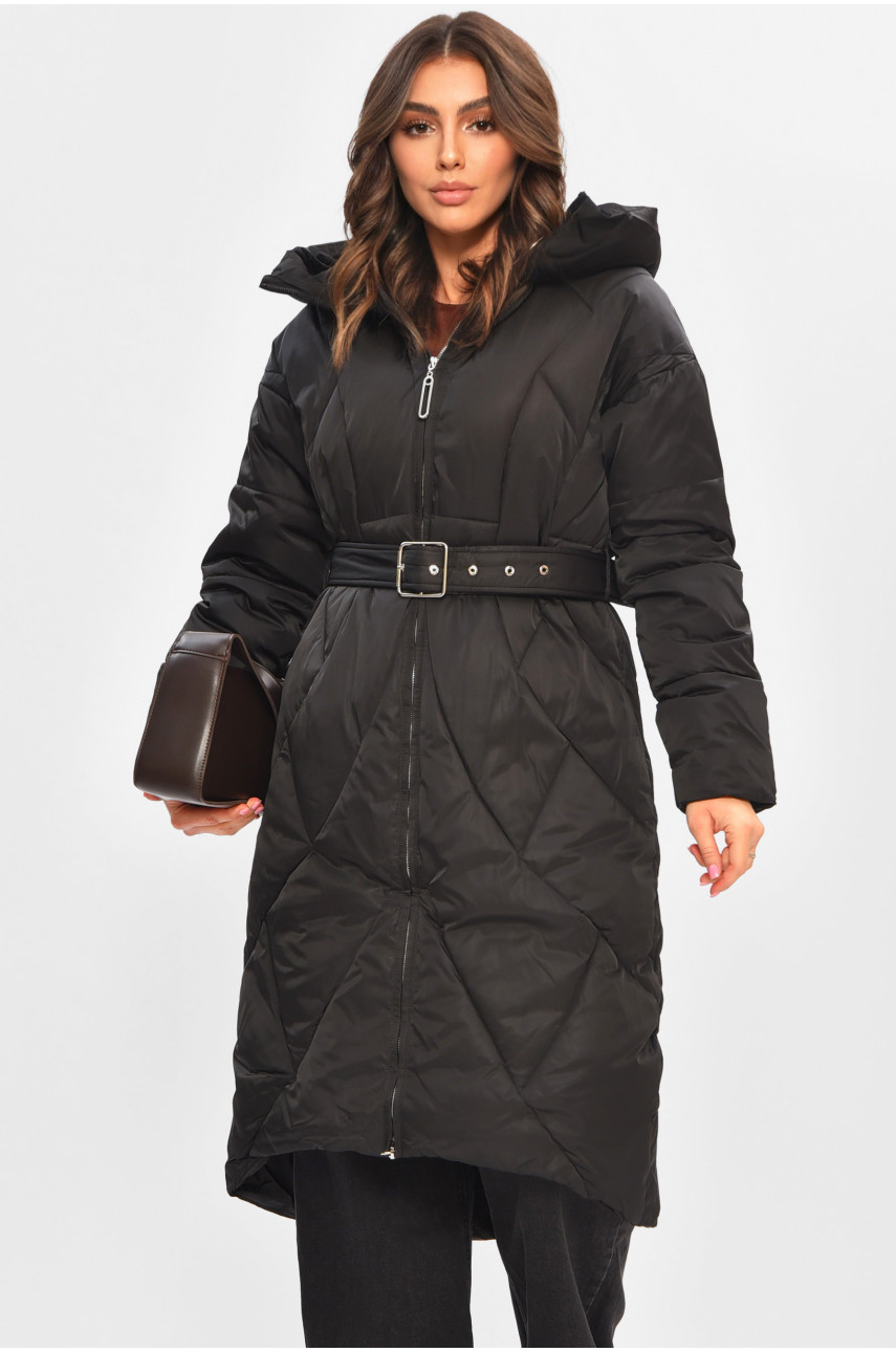 Куртка жіноча подовжена зима чорного кольору 5618 207032