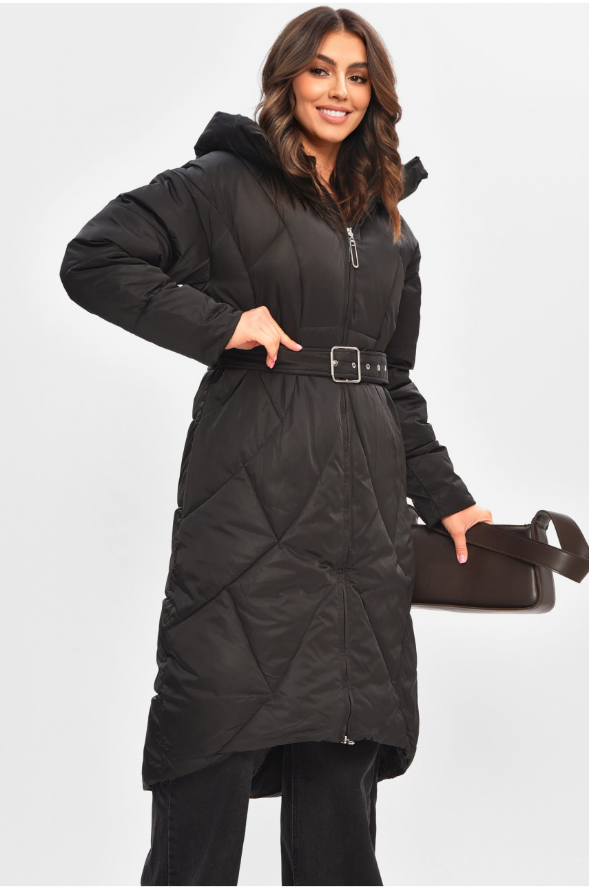 Куртка жіноча подовжена зима чорного кольору 5618 207032