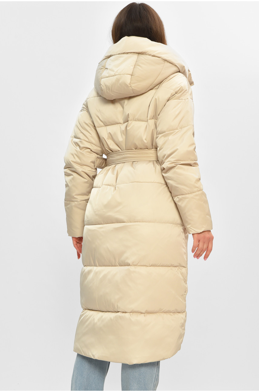 Куртка жіноча подовжена зима світло-бежевого кольору 5618 207033