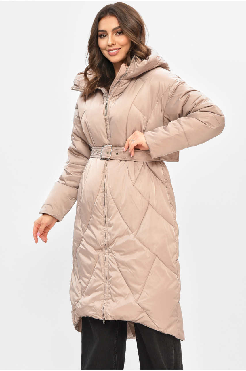 Куртка жіноча подовжена зима кольору мокко 5618 207034