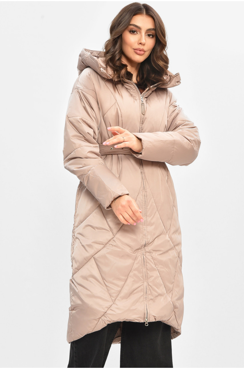 Куртка жіноча подовжена зима кольору мокко 5618 207034