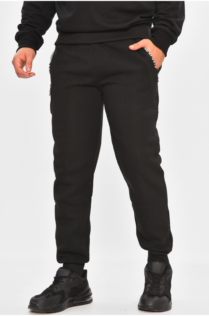 Спортивные штаны мужские на флисе черного цвета 6120 207037