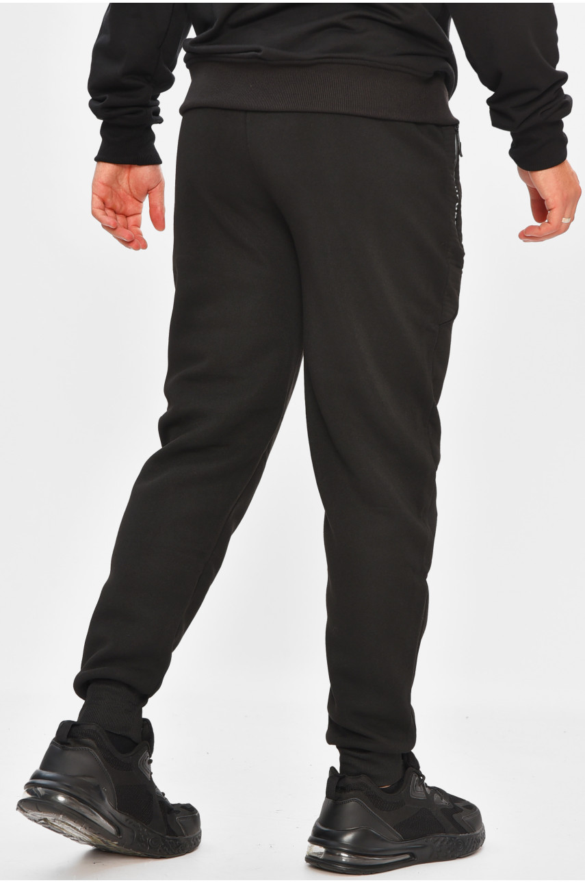 Спортивные штаны мужские на флисе черного цвета 6120 207037