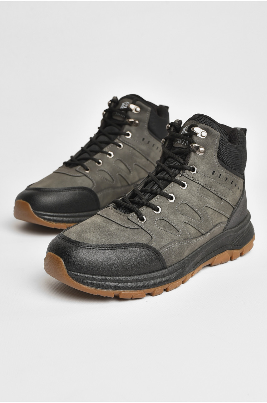 Ботинки мужские зимние на меху серого цвета YB10627-2 207041