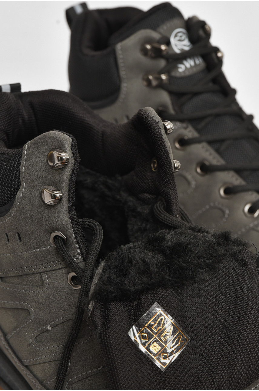 Черевики чоловічі зимові на хутрі сірого кольору YB10627-2 207041