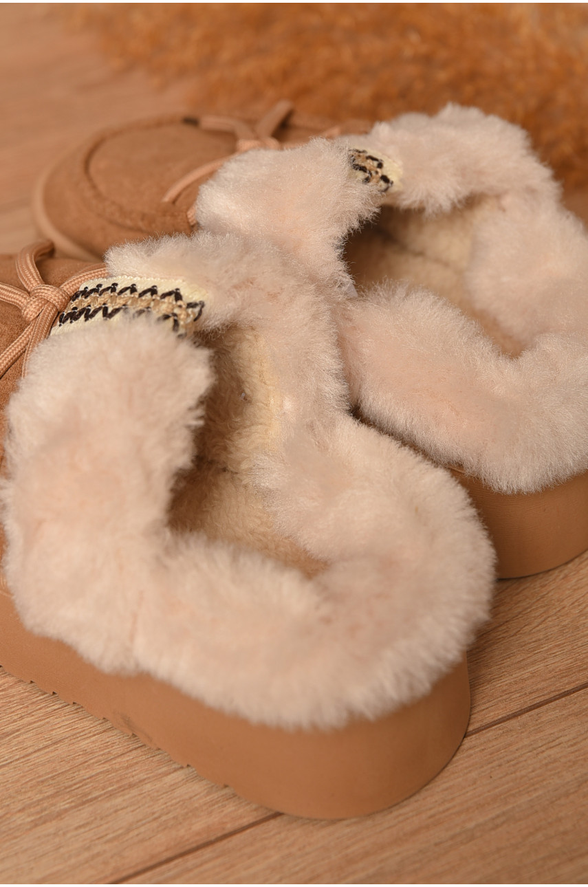 Домашні капці жіночі на хутрі бежевого кольору А-5145 207042