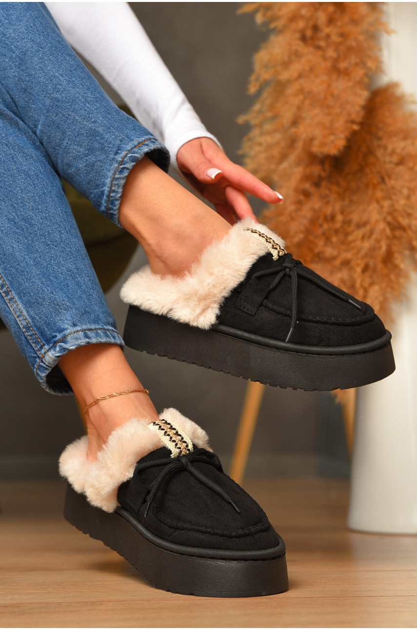 Домашні капці жіночі на хутрі чорного кольору А-5145 207044