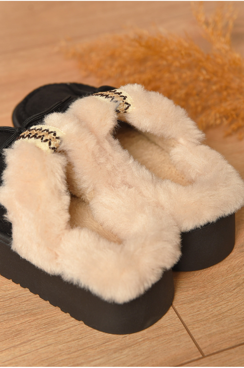 Домашні капці жіночі на хутрі чорного кольору А-5145 207044