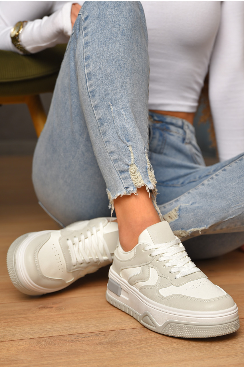 Кроссовки женские бело-серого цвета 95-3 207046