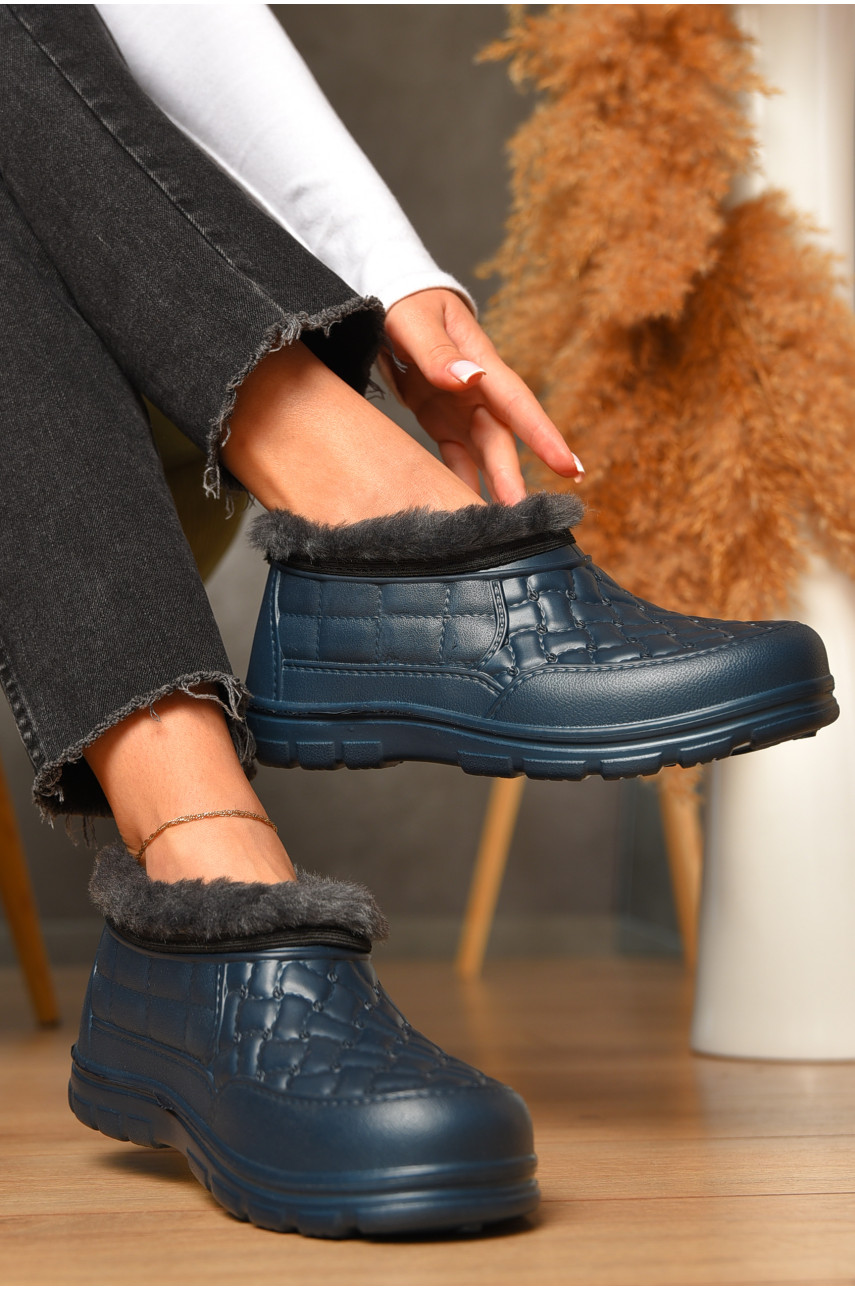 Галоши женские на меху синего цвета L5 207051