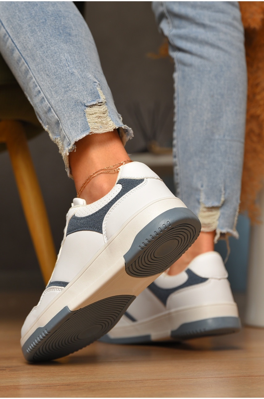 Кроссовки женские бело-серого цвета на шнуровке 70-6 207053