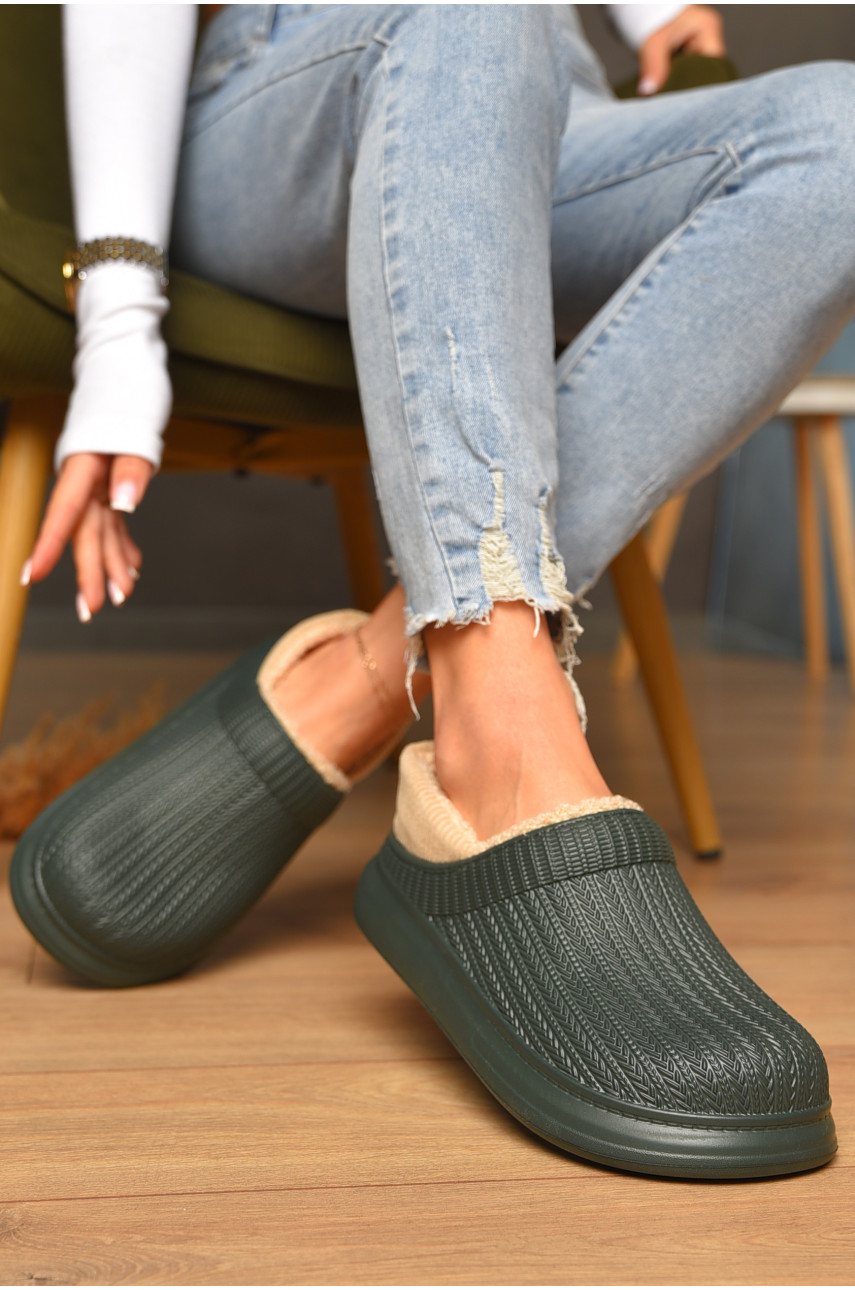 Галоши женские утепленные темно-зеленого цвета М7001 207054