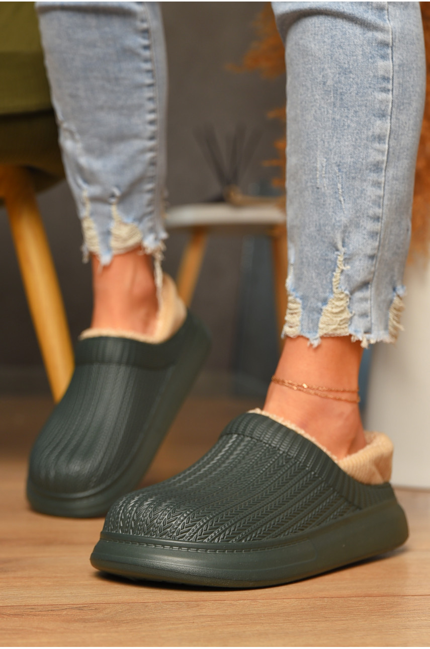 Галоши женские утепленные темно-зеленого цвета М7001 207054