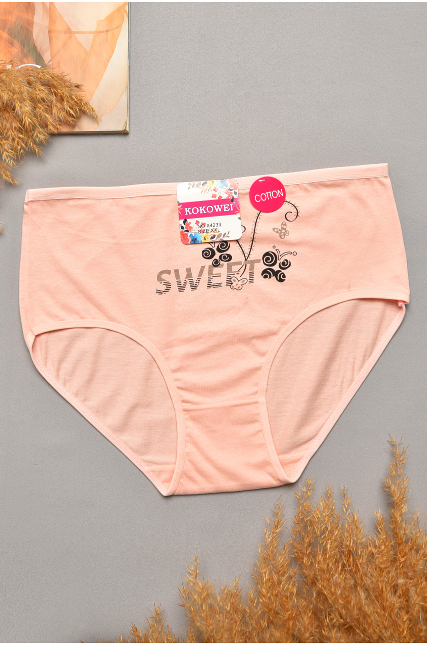 Трусы женские полубатальные пудрового цвета 4233 207068