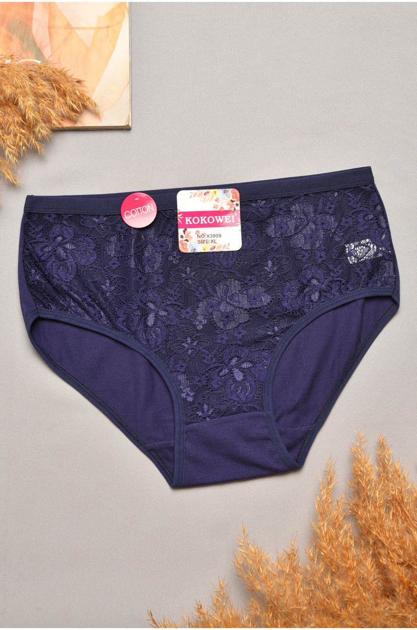 Трусы женские полубатальные темно-синего цвета 3909 207091