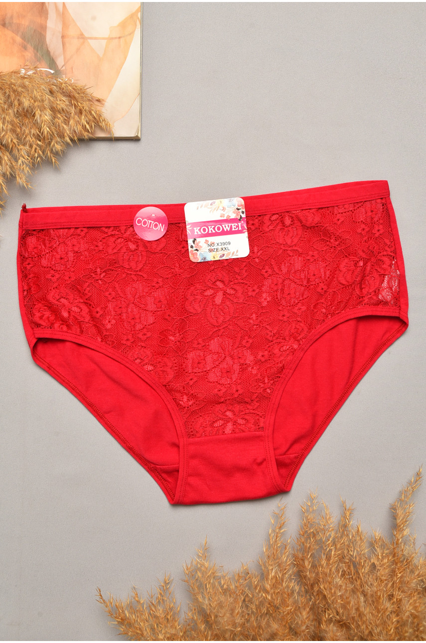 Трусы женские полубатальные красного цвета 3909 207097