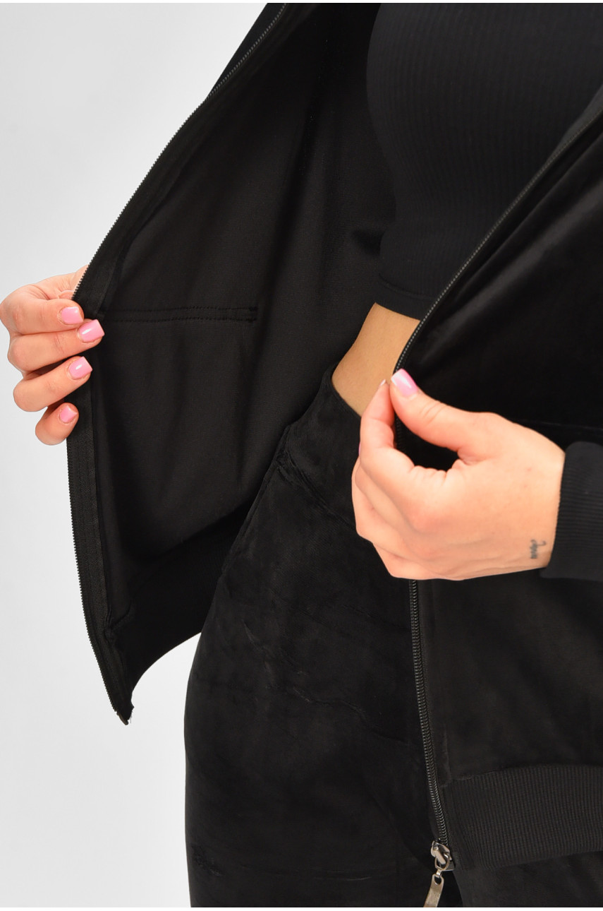 Спортивный костюм женский велюр черного цвета 9135 207112