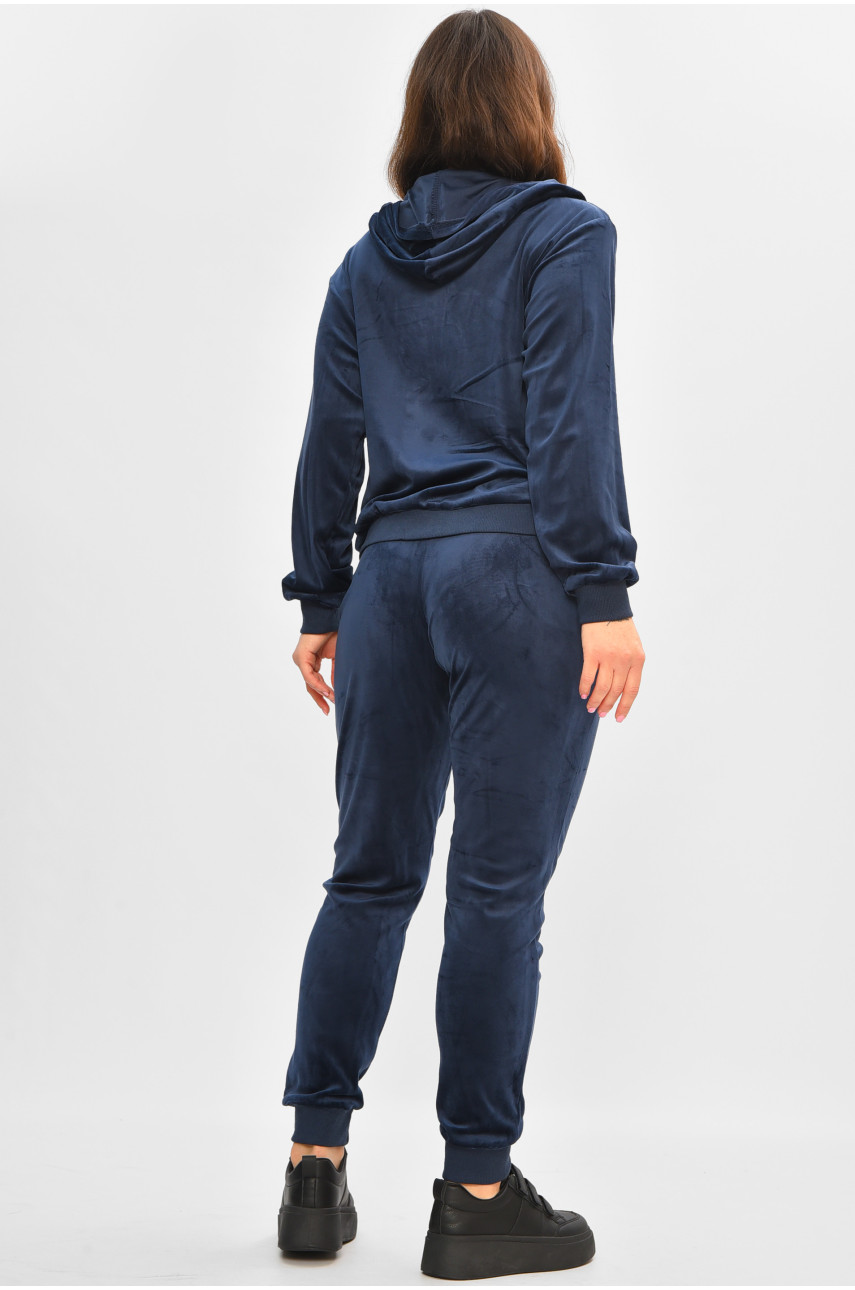 Спортивный костюм женский велюр тёмно-синего цвета 9135 207115