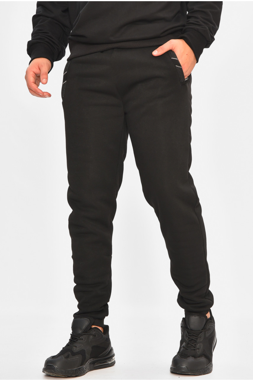 Спортивные штаны мужские на флисе черного цвета 41553 207126