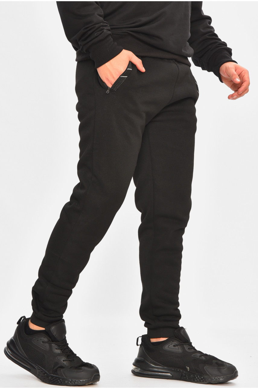 Спортивные штаны мужские на флисе черного цвета 41553 207126