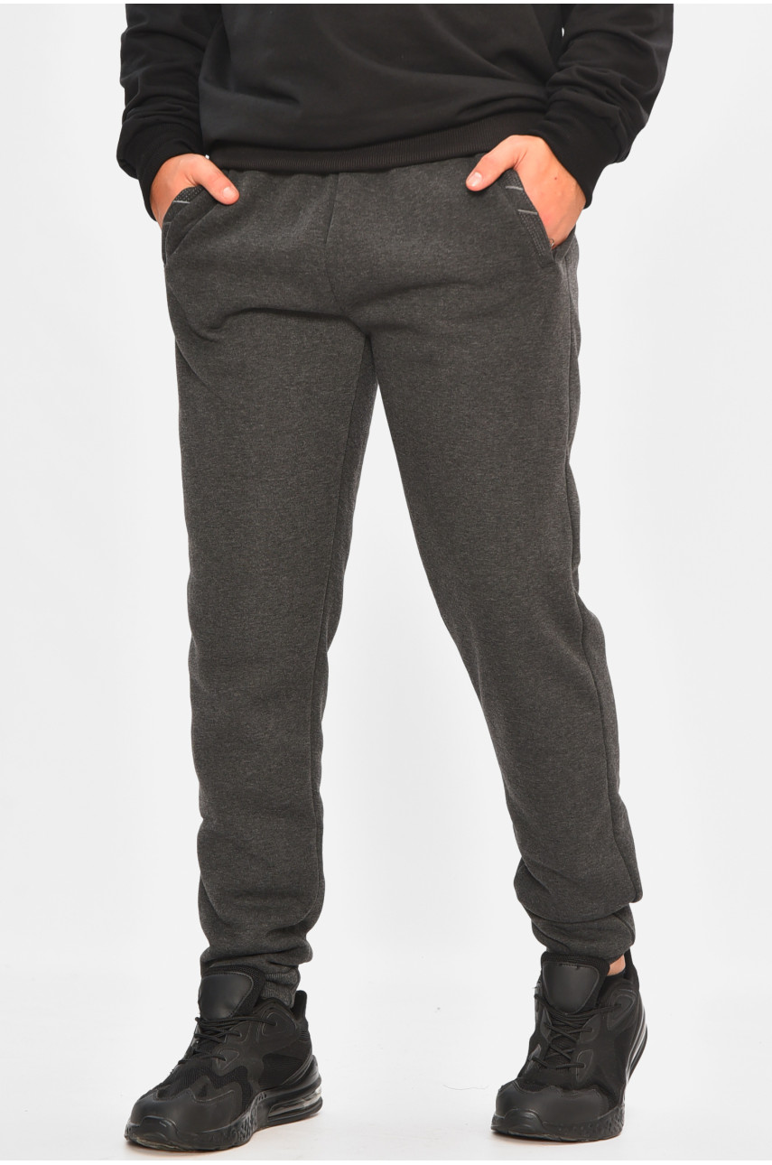 Спортивные штаны мужские на флисе темно-серого цвета 41553 207130