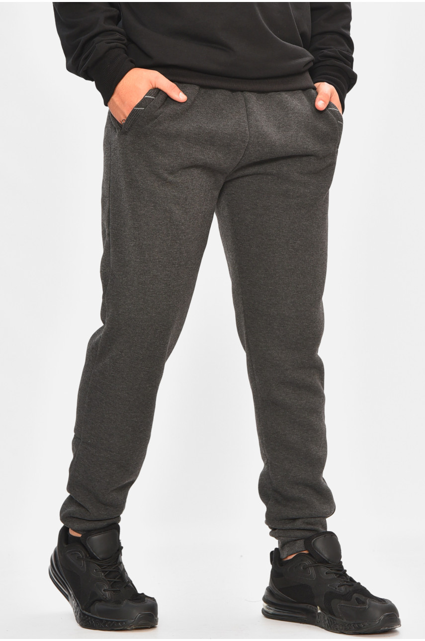 Спортивные штаны мужские на флисе темно-серого цвета 41553 207130