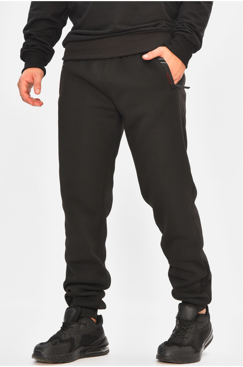 Спортивные штаны мужские на флисе черного цвета 41748 207133