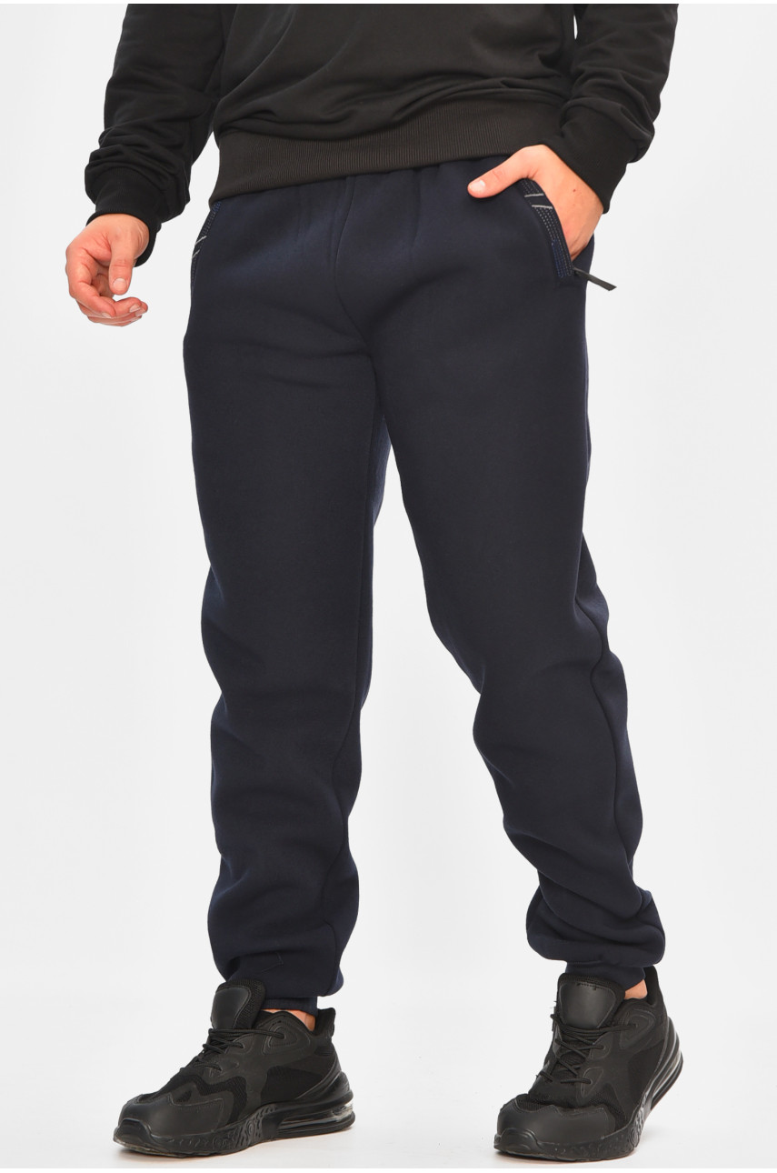 Спортивные штаны мужские на флисе темно-синего цвета 41748 207134