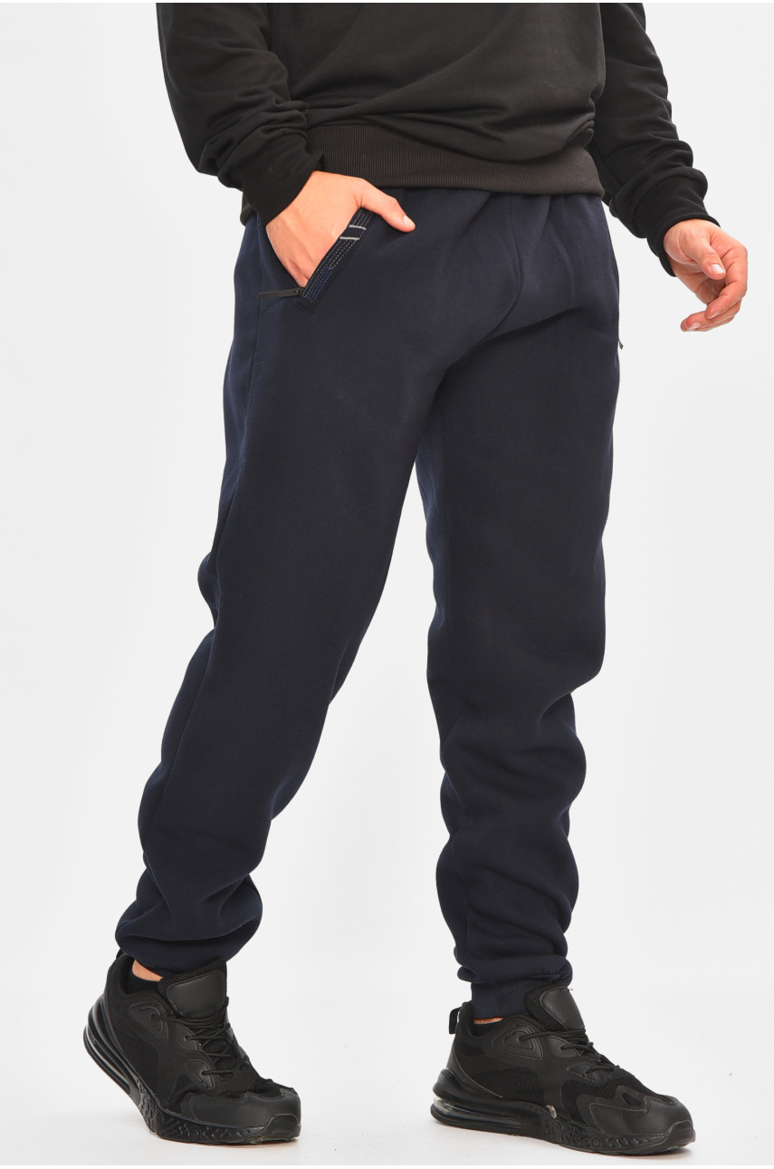 Спортивные штаны мужские на флисе темно-синего цвета 41748 207134