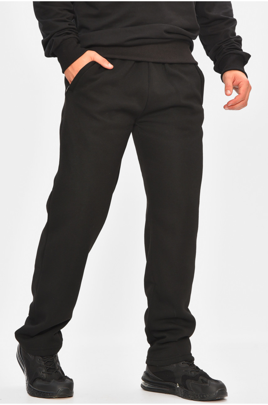 Спортивные штаны мужские на флисе черного цвета 41223 207135