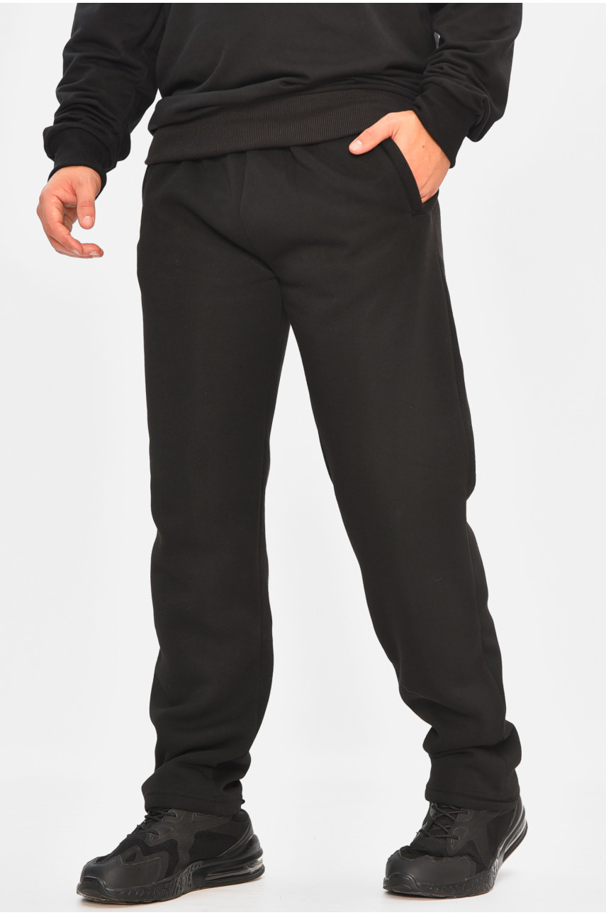 Спортивные штаны мужские на флисе черного цвета 41223 207135