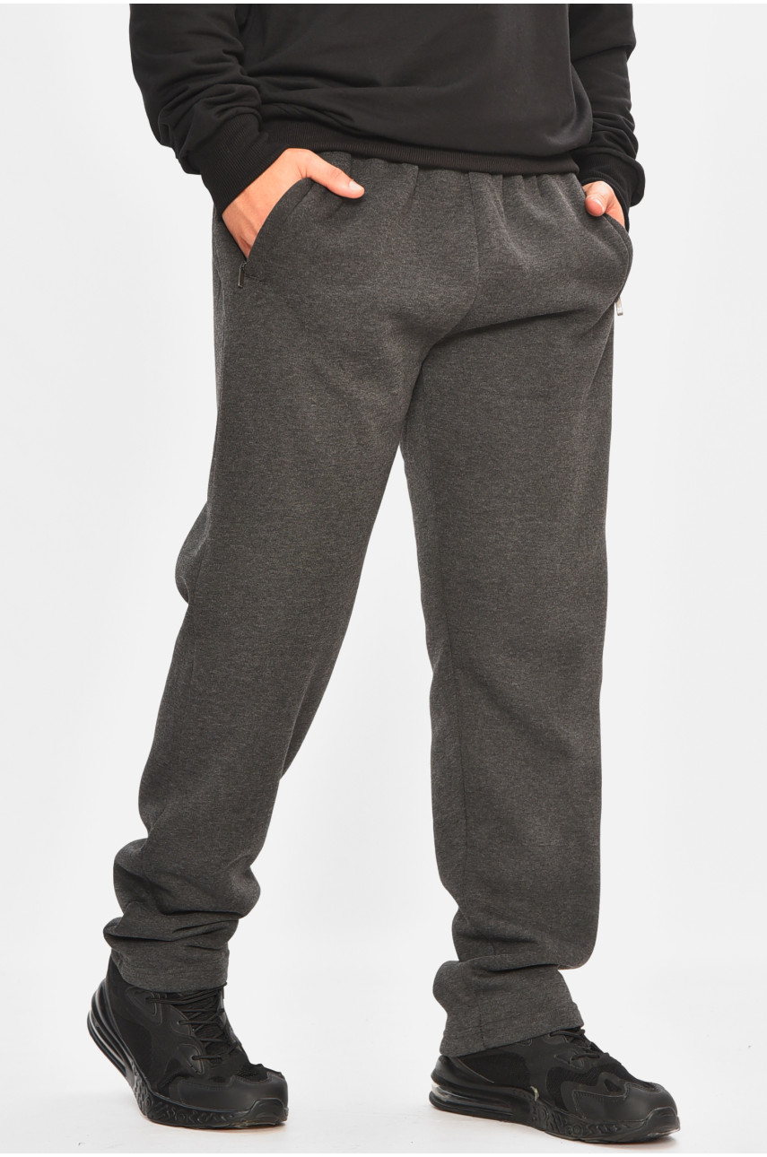 Спортивные штаны мужские на флисе тёмно-серого цвета 41223 207136