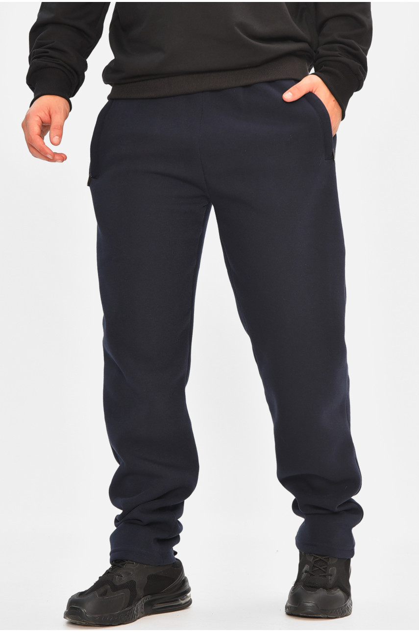 Спортивные штаны мужские на флисе тёмно-синего цвета 41223 207137