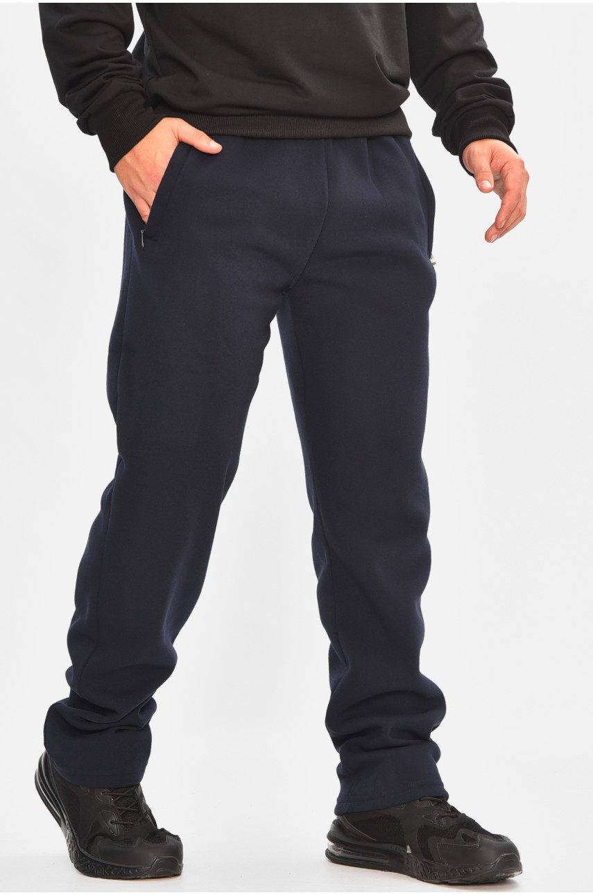 Спортивные штаны мужские на флисе тёмно-синего цвета 41223 207137