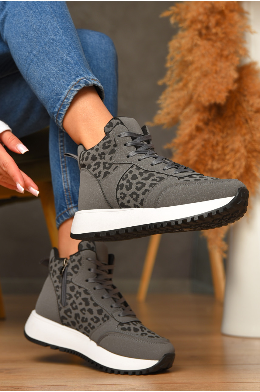 Кросівки зимові жіночі сірого кольору К899-3 207140